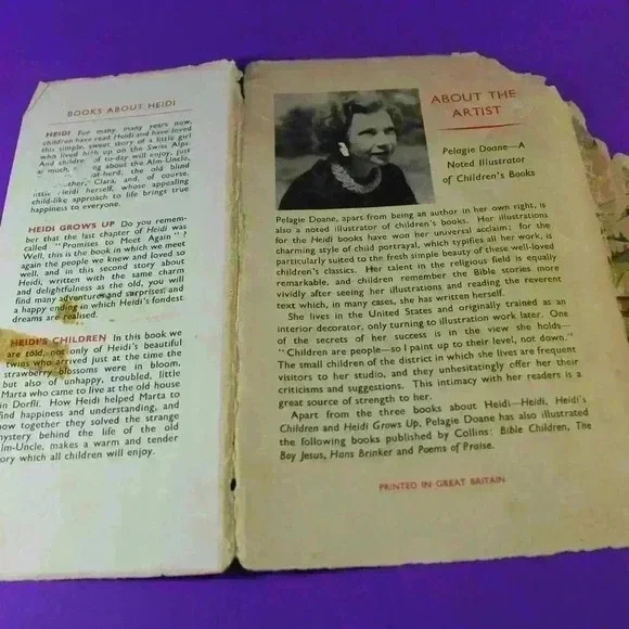 🔴💜💥✨️RARE VINTAGE HARDCOVER HEIDI'S CHILDREN BOOK 1959 BY CHARLES TRITTEN  - Picture 6 of 9